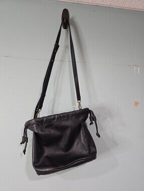 Madewell Black Minimalist Leather Drawstring Piazza Bucket Bag
